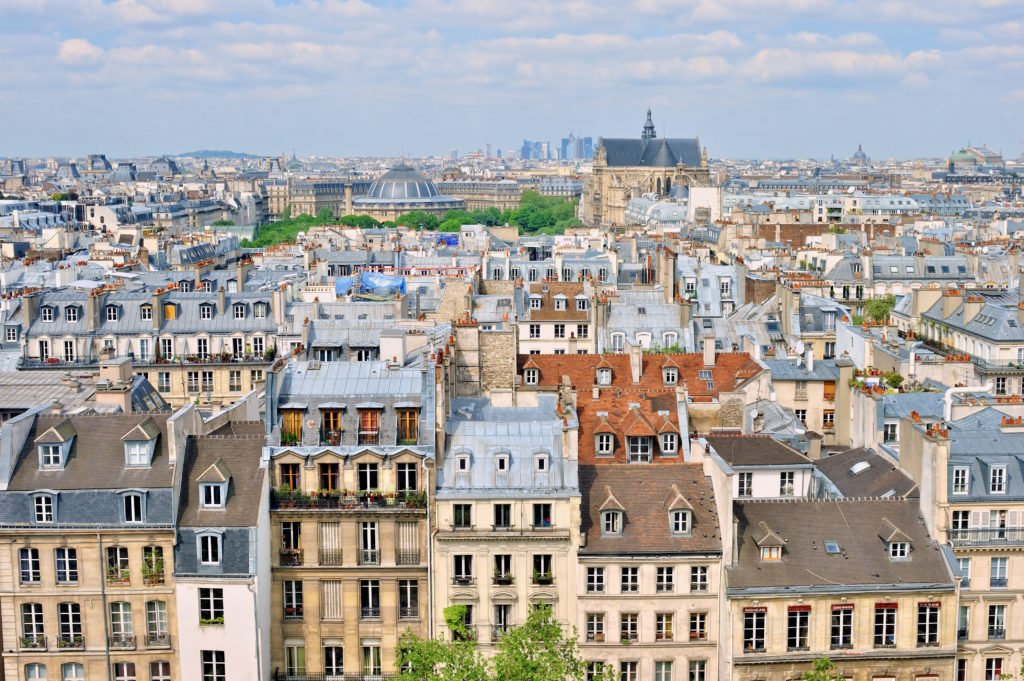 aerial panorama of central Paris