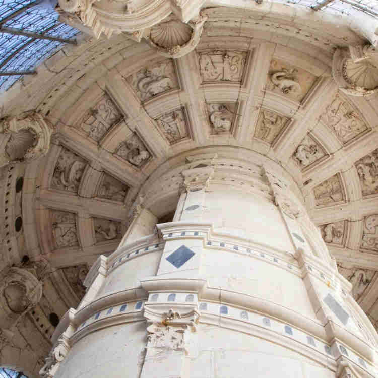 close up of the double helix staircase