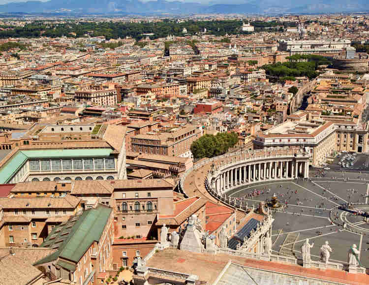 view of the Vatican from the dome of St. Peter's Basilica