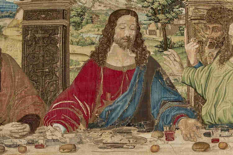 detail of The last Supper Tapestry designed by Raphael