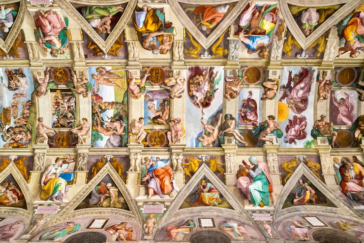 Michelangelo frescos on the ceiling of the Sistine Chapel