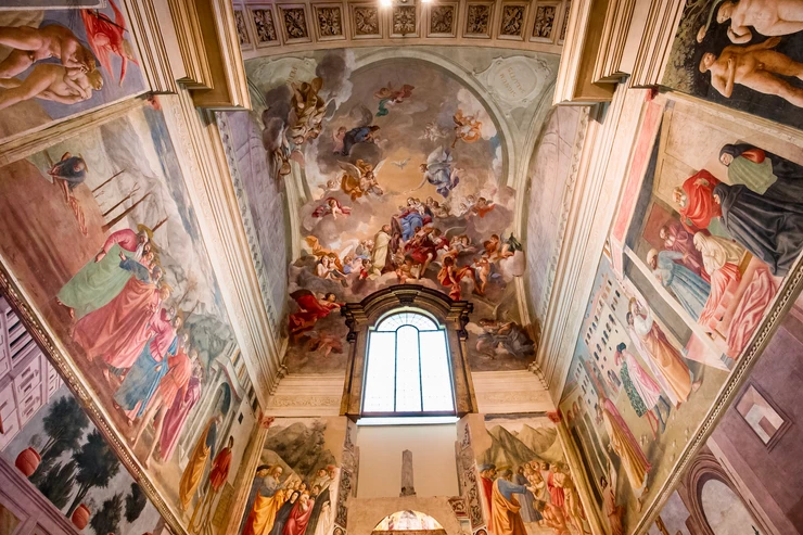 Masaccio frescos in the Brancacci Chapel, a beautiful early Renaissance chapel in Italy