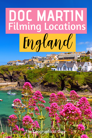 Pinterest pin for Doc Martin filming location in Cornwall