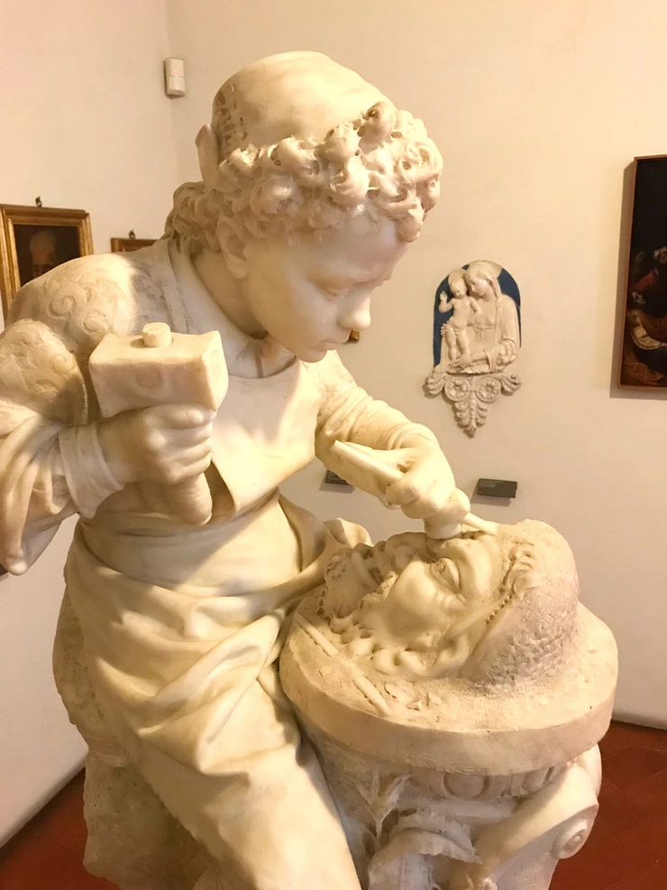 Emilio Zocchi, Michelangelo Sculpting the Head of a Fawn