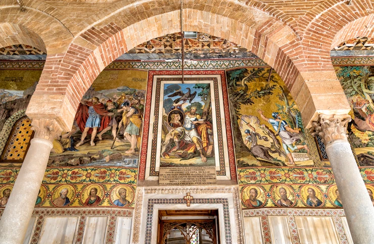 mosaic decoration over the entrance to the Palatine Chapel in Palermo
