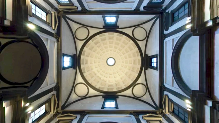 the coffered dome of the Medici Chapel