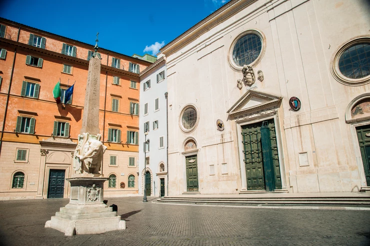 Piazza della Minerva, with the basilica and a Bernini elephant