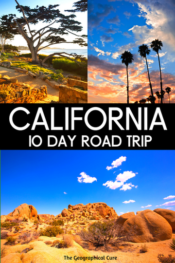 Pinterest pin for 10 day itinerary for a California road trip