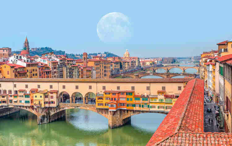 the ancient Ponte Vecchio, as seen from the Uffizi Gallery