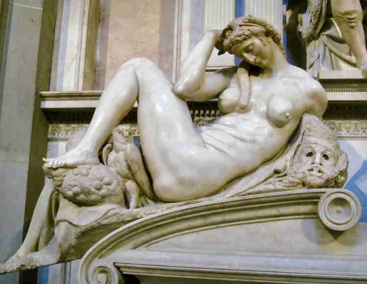 Michelangelo's sculpture of Night in the Medici Chapel