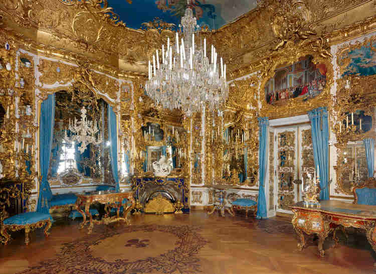 the ornate Hall of Mirrors  in Linderhof Palace