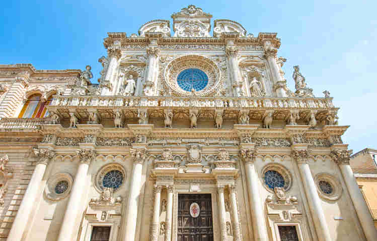 the gaudy facade of Lecce's Basilica of Santa Croce