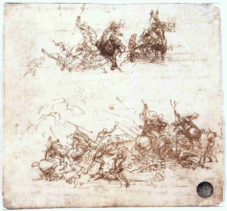 Leonardo study for the Battle of Anghiari, in Venice's Galleria dell'Academia