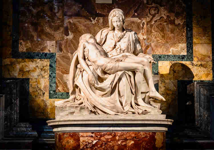 Michelangelo, Pieta,1498-1500, a top attraction at St. Peter's Basilica
