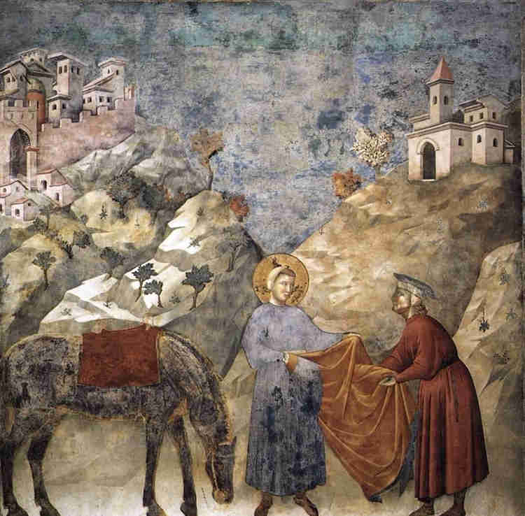 St. Francis gives his mantle to a poor man, 1297-99