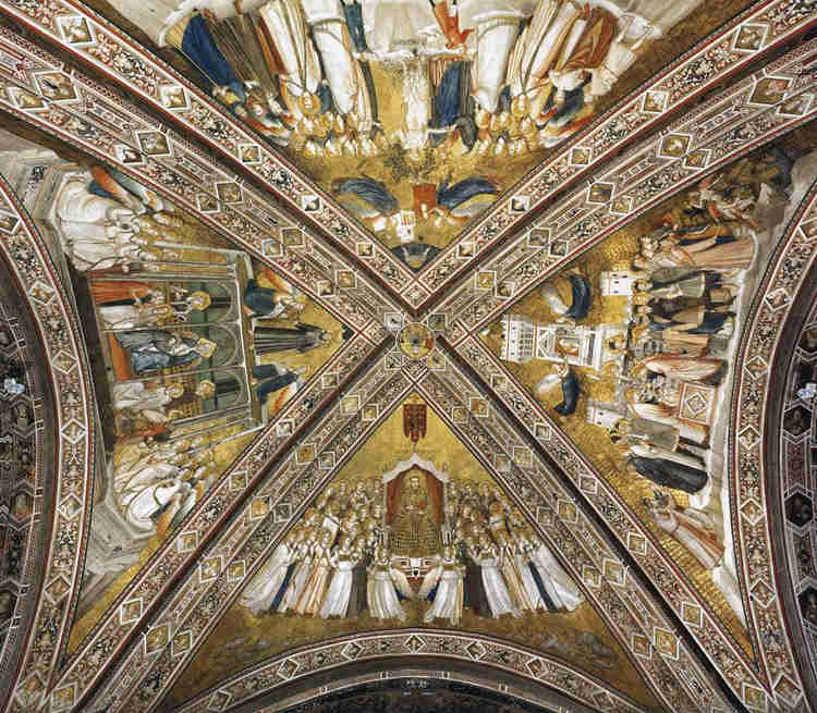 allegories in the ceiling of the lower basilica