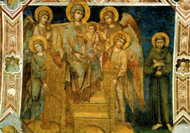 Cimabue's Maesta, Enthroned Madonna with Angels and St. Francis