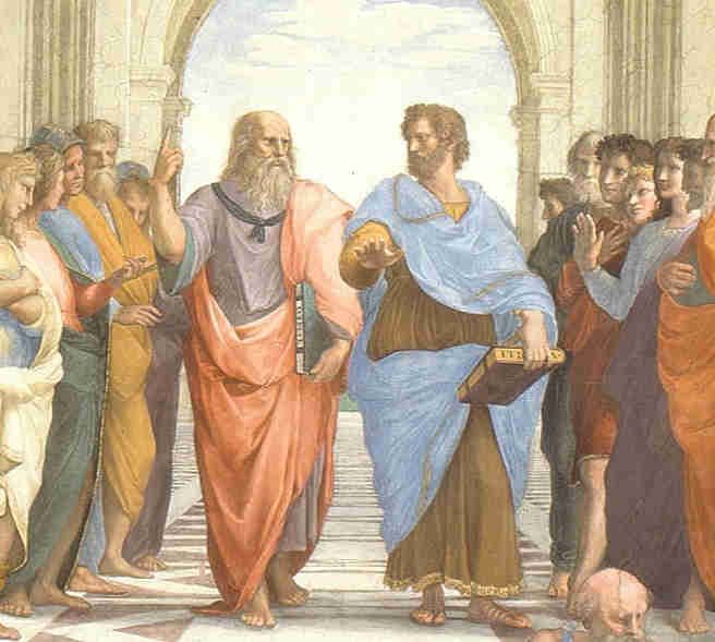 detail of Plato and Aristotle