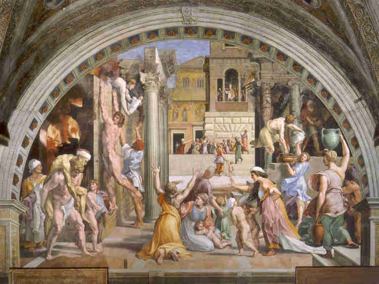 Raphael and Romano, Fire in the Borgo, 1514