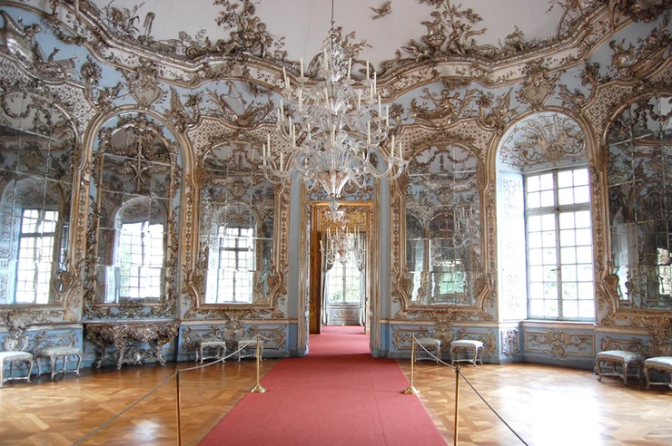 The Hall of Mirrors in Amalienburg, a hunting lodge in the Nymphenburg Palace Park
