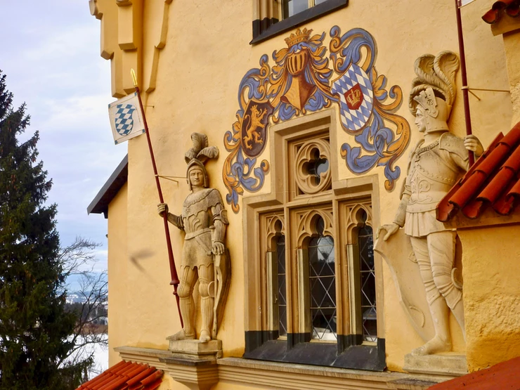 frescos and statues on facade