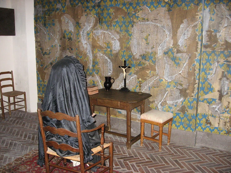 Kind of a kitschy reconstruction and staging of Marie Antoinette's cell. This wasn't the original site of the cell.