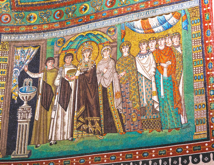 mosaic of Empress Theodora and her attendants in San Vitale in Ravenna