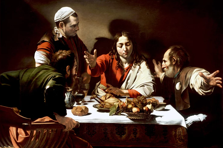 Caravaggio, detail of Supper at Emmaus, 1601 ( at the National Gallery of London)