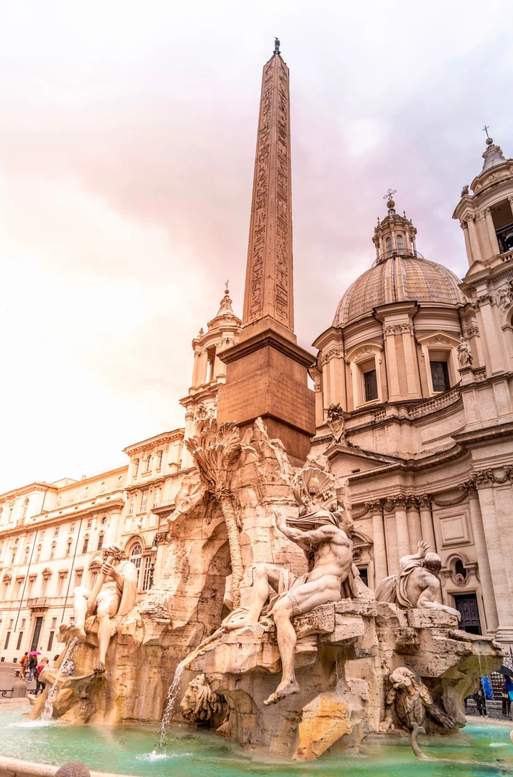 Bernini's Fountain of Four Rivers, the most iconic monument in Piazza Navona