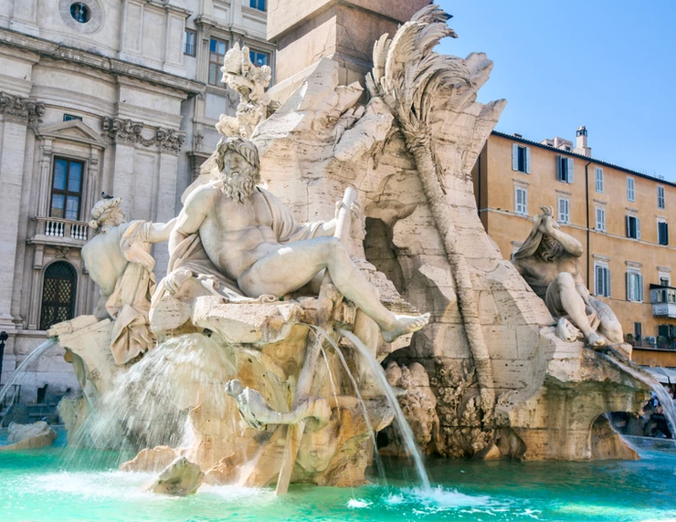 another view of the The Fountain of Four Rivers in Piazza Navona