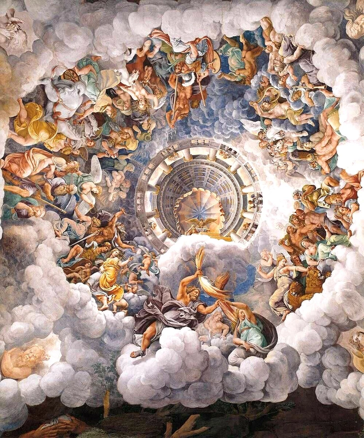ceiling of the Hall of Giants in Palazz Te, an important example of Italian Mannerist art