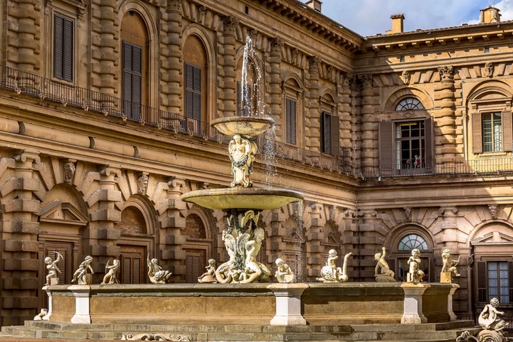 close up of the Pitti Palace Artichoke Fountain