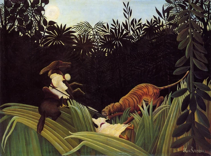 Henri Rousseau, Scout attacked by a Tiger, 1904
