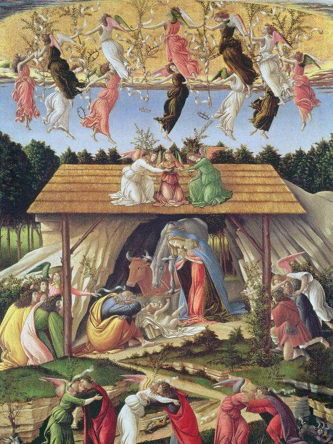 Botticelli, Mystic Nativity, 1500-01 -- a painting painted under the "influence" of Savonarola