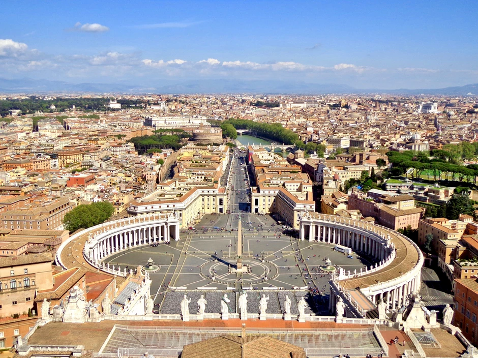 view of St. Peter's Square from the top of St. Peter's Basilica
