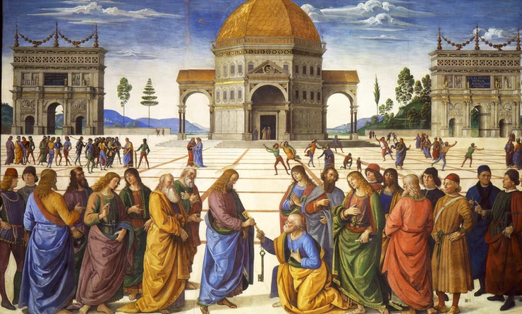 Pietro Perugino, Christ Giving the Keys to St. Peter, 1481-82