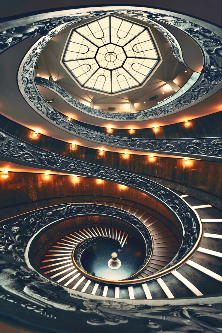 beautiful spiral staircase in the Vatican Museums