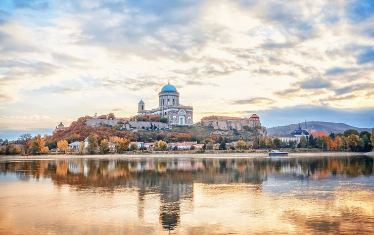 Esztergom Basilica in Hungary, perched picturesquely on the Danube River