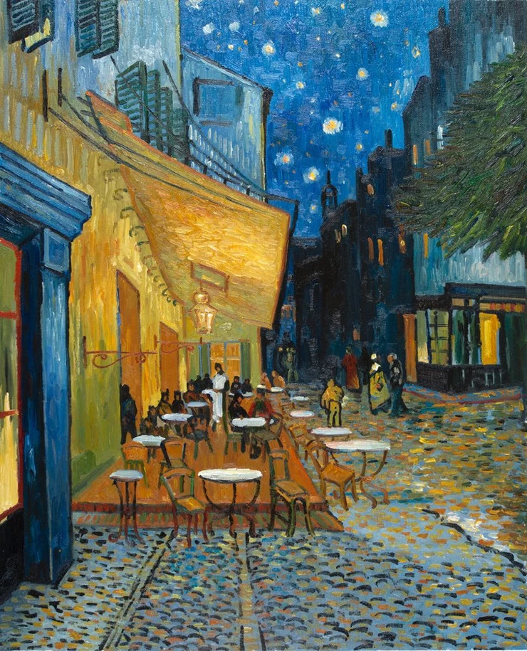 Van Gogh, Cafe Terrace at Night, 1888 -- painted at a cafe still in Arles