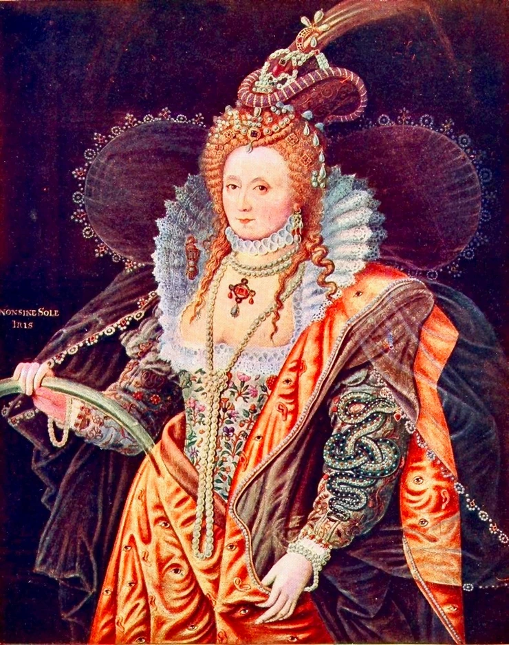Isaac Oliver, Queen Elizabeth, circa 1600 -- painted when the queen was in her 60s
