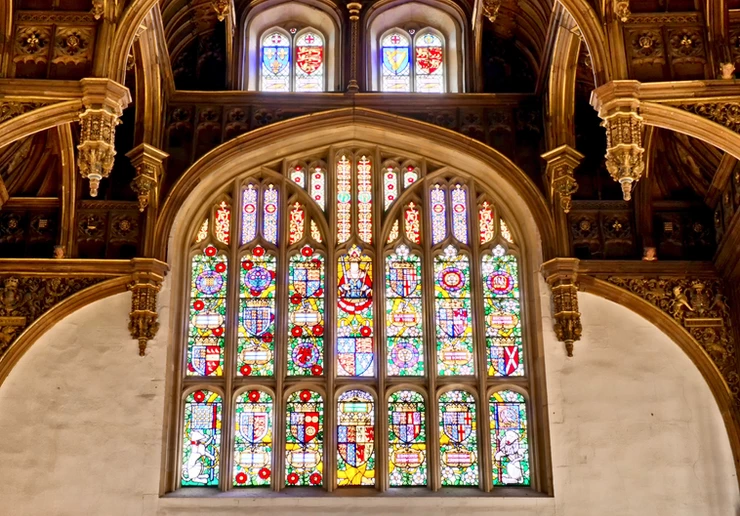 stained glass windows in the Great Hall
