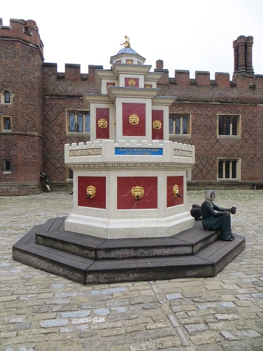 the recreated 16th century Tudor wine fountain from the Field of the Cloth of Gold summit