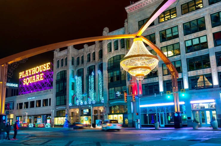 the iconic chandelier in Playhouse Square