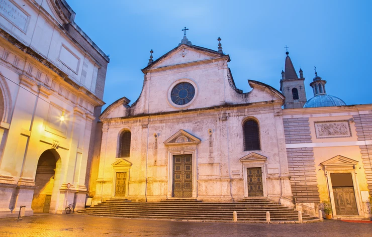 part of the facade of the Basilica of Santa Maria del Popolo