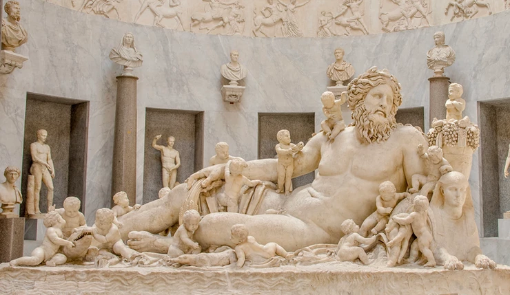 River God sculpture in the Braccio Nuovo Wing of the Chiaramonte Museum