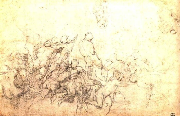 a Michelangelo study for the Battle of Cascina, in the Uffizi Gallery