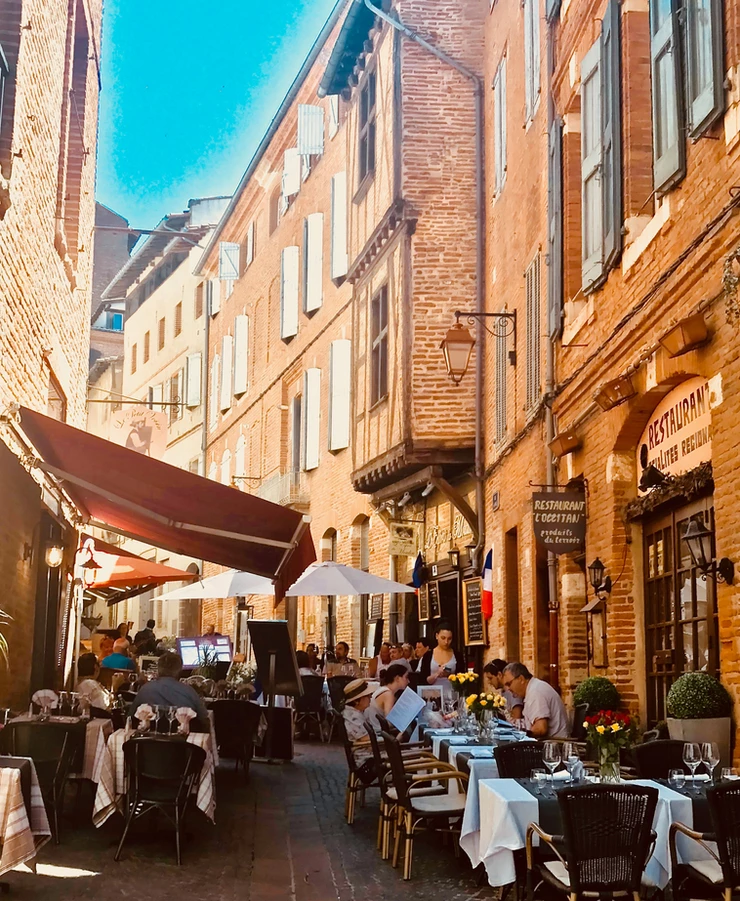 the restaurant row, Rue de la Piale, near St. Cecelia Cathedral