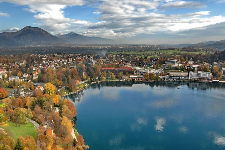 Lake Bled with the Julian Alps in the background
