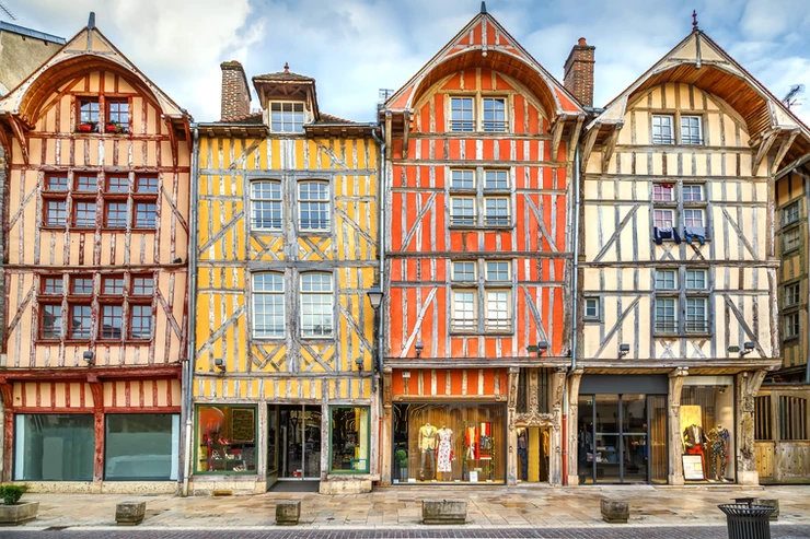 iconic half timbered houses on Place Alexandre Israel in Troyes France