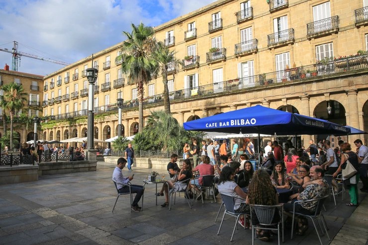 Plaza Nuevo in Casco Viejo (old town) Bilbao Spain